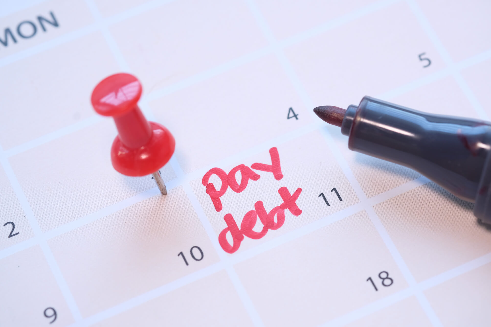 Pay debt reminder on calendar