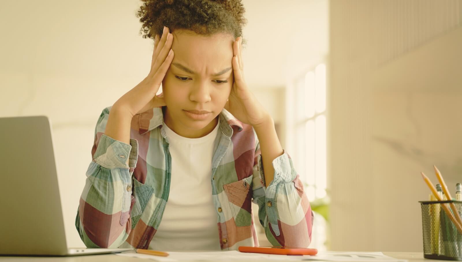 stressed woman over debt